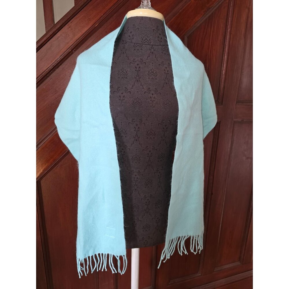 Caldor Vintage Turquoise Acrylic Scarf With Fringe 60x11